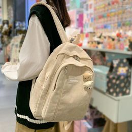 Backpack Stripe Cute Corduroy Woman Schoolbag For Teenage Girls Boys Luxury Harajuku Female Fashion Bag Students Lady Book Pack