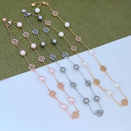 2024 New Hot Luxury Simple Classic Designer Choker Necklaces for Women Brand Pearl Link Chain Charm Hollow Letters whale Sailormoon Chokers Necklace Jewelry