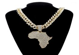 Fashion Crystal Africa Map Pendant Necklace For Women Men039s Hip Hop Accessories Jewelry Necklace Choker Cuban Link Chain Gift2042246