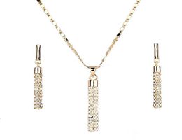 Crystal clear 18K Real Gold Plated Austria ELEMENTS Drop Earrings and Pendant Necklace Sets9242273