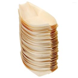 Disposable Dinnerware Wooden Kayak Sushi Tray Serving Bowl Plate Appetiser Plates Bowls Trays