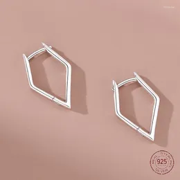 Hoop Earrings 925 Sterling Silver Geometric Rhomboid Metal For Women Simple Line Korean Fashion Drop Ear Buckle Jewelry