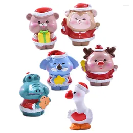 Decorative Figurines 1PC Resin Family Small Animal Mini Christmas Tree Old Man Gift Cute Little Animals Gifts Ornaments