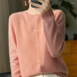 Women's Knits Ln Spring 2024 The Thin Coat Was Hollowed Out With 100 PureWool Cardigan And Western-Style Long-Sleeved Sweat
