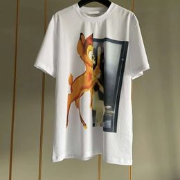 Designer Luxury Chaopai Classic 24 New high-quality Coloured Fawn short-sleeved T-shirts are stylish and versatile, suitable for both men and women