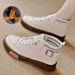 Casual Shoes Genuine Leather Sneakers Spring High-top Autumn First Layer Cowhide Ladies High Top Vulcanised Women E847