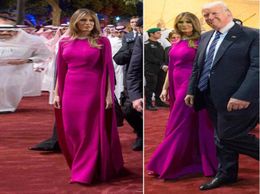 Melania Trump Same Evening Dress Saudi Arabia Elegant Respectful039 Tour Outfits Floor Length Formal Dress with Long Wrap7463990