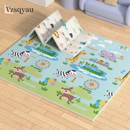 180200cm Folding XPE Play Mat Kid Soft Floor Nursery Cartoon Activity Game Pad Double Surface Carpet Gift 240411