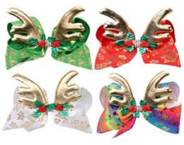 Antler Hair Bow Hair Clip Christmas Deer Horn Ribbon Hairpins with Rhinestone Large Bows Barrettes Baby Hair Accessories 4 Designs1951557
