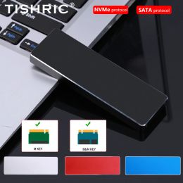 Enclosure TISHRIC M2 SSD Case M.2 Nvme SATA SSD Enclosure NVME SATA Dual Protocol 10Gbps USB 3.1 Gen2 USB C Supports M and B&M Keys