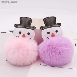 PLUSH KEYCHAINS 2020 Christmas Snowman Bag Keychain PU Leather Imatation Rex Rabbit Plush Chave Gift Wholesale Y240415