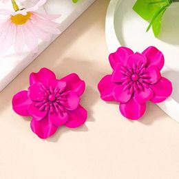 Stud Earrings Colourful Enamel Flower Petal For Women Geometric Holiday Party Gift OL Fashion Jewellery Ear Accessories DE037