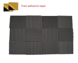 Soundproofing Acoustic Foam Tiles 12 Pcs Studio Wall Panels Wedge Absorption 12quot X 12quot X 1quot in Charcoal with Tapes8924674