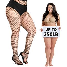 Sexy Socks Fashion Mesh See-through Female Tights Long Stocking Plus Size Black Hollow Out Fishnet Pantyhose Small/Big Mesh Stockings 240416