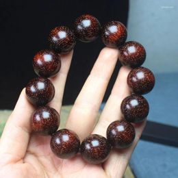 Strand Rhinoceros Horn Rosewood 20mm Golden Spots Beads Bracelet