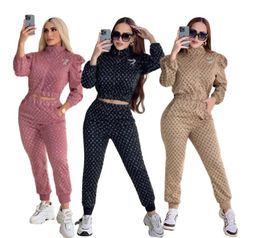 new style women designer two pieces set Women's sportswear Luxury brand Printed jumpsuit casual sportswear 2-piece