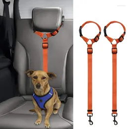 Dog Collars Pet Harness For Car Adjustable Backseat Safety Rope Dogs/ Cats/ Puppies/ Kitties Black/ Orange