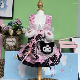 Dog Apparel Korean Cute Cartoon Pet Cats Clothes Handmade Cotton Pink Sling Princess Dresses For Small Medium Chihuahua Puppy Poodle