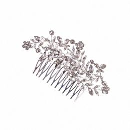 sier Colour Metal Hair Combs Cheap New Design Crystal Wedding Hair Accories Leaf Frs Women Hair Jewellery Girls Headpiece E9kL#