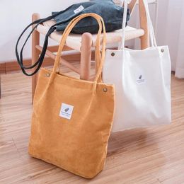 Evening Bags Women Corduroy Shoulder Bag Reusable Shopping Casual Tote 2024 Soft Female Handbag Canvas Large Size Pocket