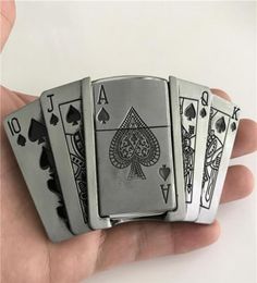 Retail New Spades 10JQKA Playing Cards Kerosene Lighter Cowboys Belt Buckle With Metal Men Belt Accessories Fit 4cm Wide Belt233u26384932