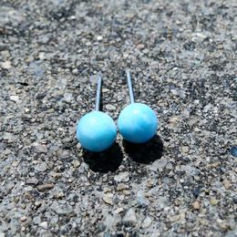 Stud Earrings 925 Sterling Silver Larimar Studs Genuine Dominican Natural Inspired Jewellery