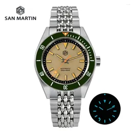 Wristwatches San Martin 39.5mm Diver Watch Men Fashion Luxury NH35 Movement Automatic Mechanical Sapphire 200m Waterproof SN0115 Reloj