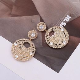 Dangle Earrings Fashionable And Elegant Gold Color Pendant Zircon With Circular Design Versatile Daily Accessories Luxury Gifts