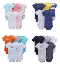 Baby Rompers Boys Girls 100 Cotton Short Sleeve Rompers 5pcslot Mixed Pattern Newborn Toddler Infant Clothes 2020 Summer1823131