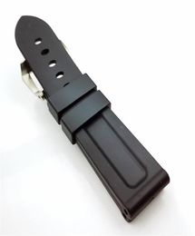 24mm High Quality Fashion Black Silicone Rubber Band 22mm Silvery Steel Screw Tang Buckle Strap for PAM PAM 111222c6842905