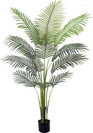 Decorative Flowers 5FT Artificial Areca Palm - Fake Plants Tree Faux Tropical Potted Dypsis Lutescens For Home Decor Office Housewarming