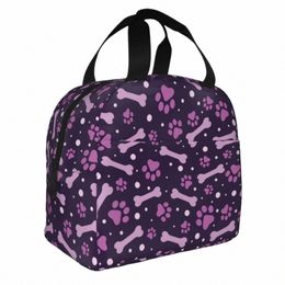 cute Purple Paw Print Insulated Lunch Bags Large Be Animal Reusable Cooler Bag Lunch Box Tote Work Outdoor Food Bag n8Ux#