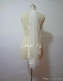 Real Po Cheap Veils Short Designer Single Cut Applique Crystal Elbow Length Two Layer Wedding Veil With Comb High Quality 5338706