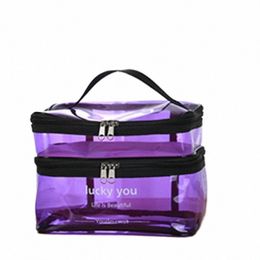 women's double layer large capacity portable toiletry bag Waterproof cosmetics bag travel storage bag d2hw#