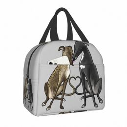 custom Greyhound Whippet Sighthound Dog Lunch Bag Women Warm Cooler Insulated Lunch Boxes for Kids School Children e8GK#