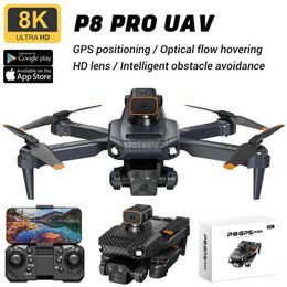 Drones New P8 PRO Five Lens Drone 8k High-Definition Aerial Photography GPS Positioning Folding Remote Control Flying Toy 240416