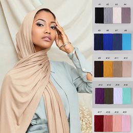 75*175cm Thick Premium Jersey Hijab Head Scarf Headwraps For Women Winter Scarves Muslim Women Hijab Veil Islam Shawl 240402