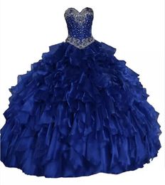 2019 Real as Image Sweetheart Ball Gown Quinceanera Dresses Glittering Crystals Beadings Cascading Ruffles Lace Up Sweet 16 Prince7598573
