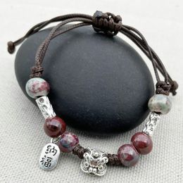 Link Bracelets Y016 Fashion Silver Colour Lion Beads Ceramic Charm Bracelet Handmade Women Jewellery High Quality