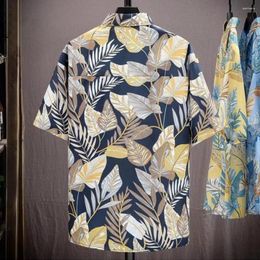 Men's Casual Shirts Men Shirt Tropical Style Leaf Print With Quick Dry Technology Breathable For Vacation