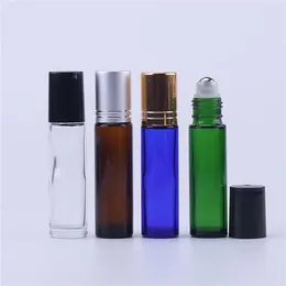 Storage Bottles 500pcs 10ML Clear Amber Blue Green & Frosted Glass Roll On Essential Oil Empty Parfum Roller Ball Travel Use Necessaries