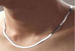 Chokers Fashion Good 925 Sterling Silver Jewellery Women Man 4mm Wide HerringboneSlip Chain Necklace7594729