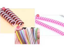 Solid Color Plastic spiral USB Charger cable cord protector wrap cable winder for charging cables organizer 50cm9044678