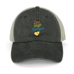 Berets Live Laugh Lasagna - Positive Italian Kitchen And Lovers Cowboy Hat Summer Snap Back Women's Beach Outlet Men's