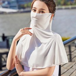 Scarves UV Protection Outdoor Neck Wrap Cover Solid Color Sports Sun Proof Bib Summer Silk Mask Face Sunscreen Scarf