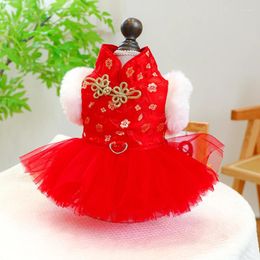 Dog Apparel Chinese Year Clothing Tang Suit Winter Dress Vest Coat Jacket Spring Festival Clothes Cheongsam Poodle Costumes