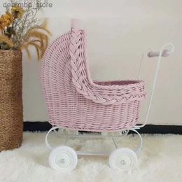 Cat Carriers Crates Houses PP Imitation Vine Carrier For Cat Outdoor Small Cat Basket Teddy Kitten Pet Trolley Ventilation Breathable Four Wheeled Cart L49