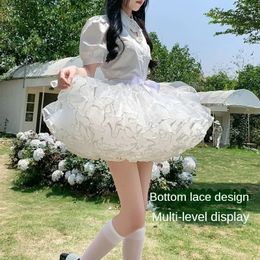 Multi-layer Ruffled Petticoats for Women Fluffy Bubble Skirt Crinoline Underskirt No Hoop Boneless Lolita Puffy Skirt Mini Skirt 240416