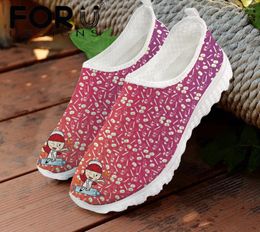 Casual Shoes FORUDESIGNS Kawaii Cartoon Printing Women's Mesh Breathable Flat Beach Ladies Loafers Mujer