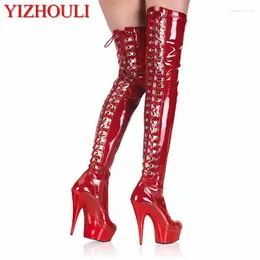 Dance Shoes Model 6 Inches Sexy Over The Knee Boots Fashion Paint Base Thin Heel Knight 15cm Women Slim